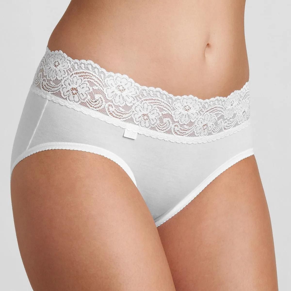 Sloggi Romance midi trusse, hvid - 10031896 - 0003 - White