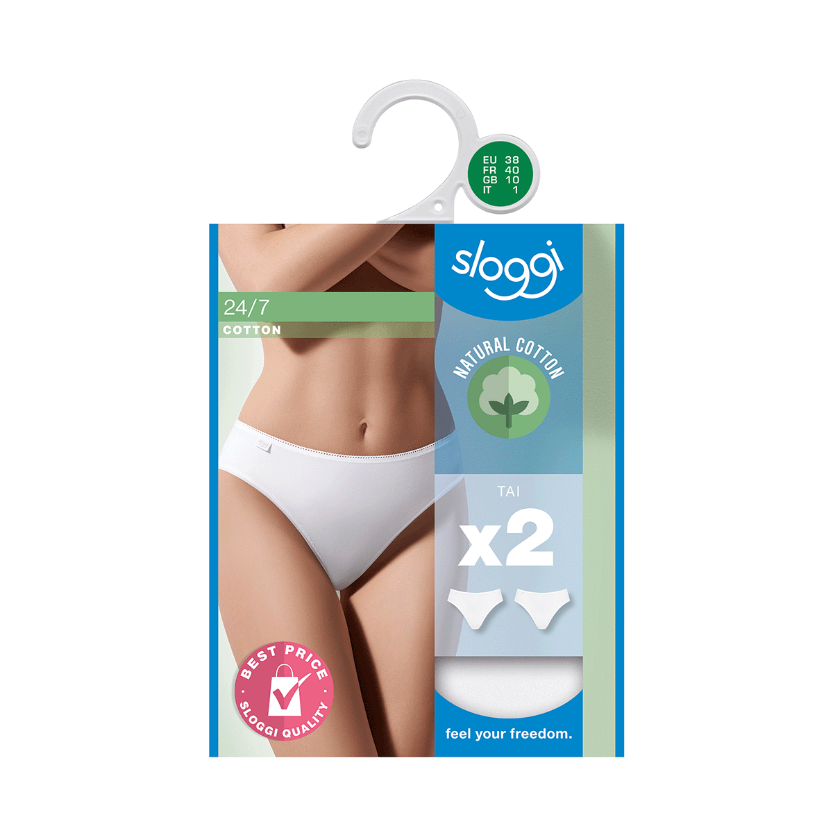 Sloggi 24/7 Cotton 2-Pack tai trusse, hvid - 10168156 - 0003 - White