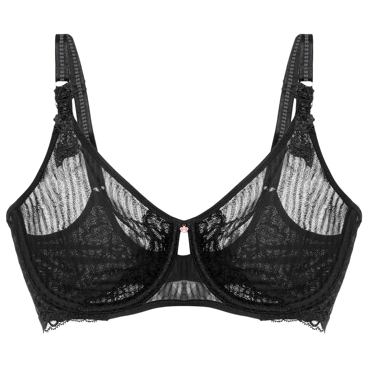 Triumph Peony Florale W01 BH med bøjle, sort - 10207994 - 0004 - Black