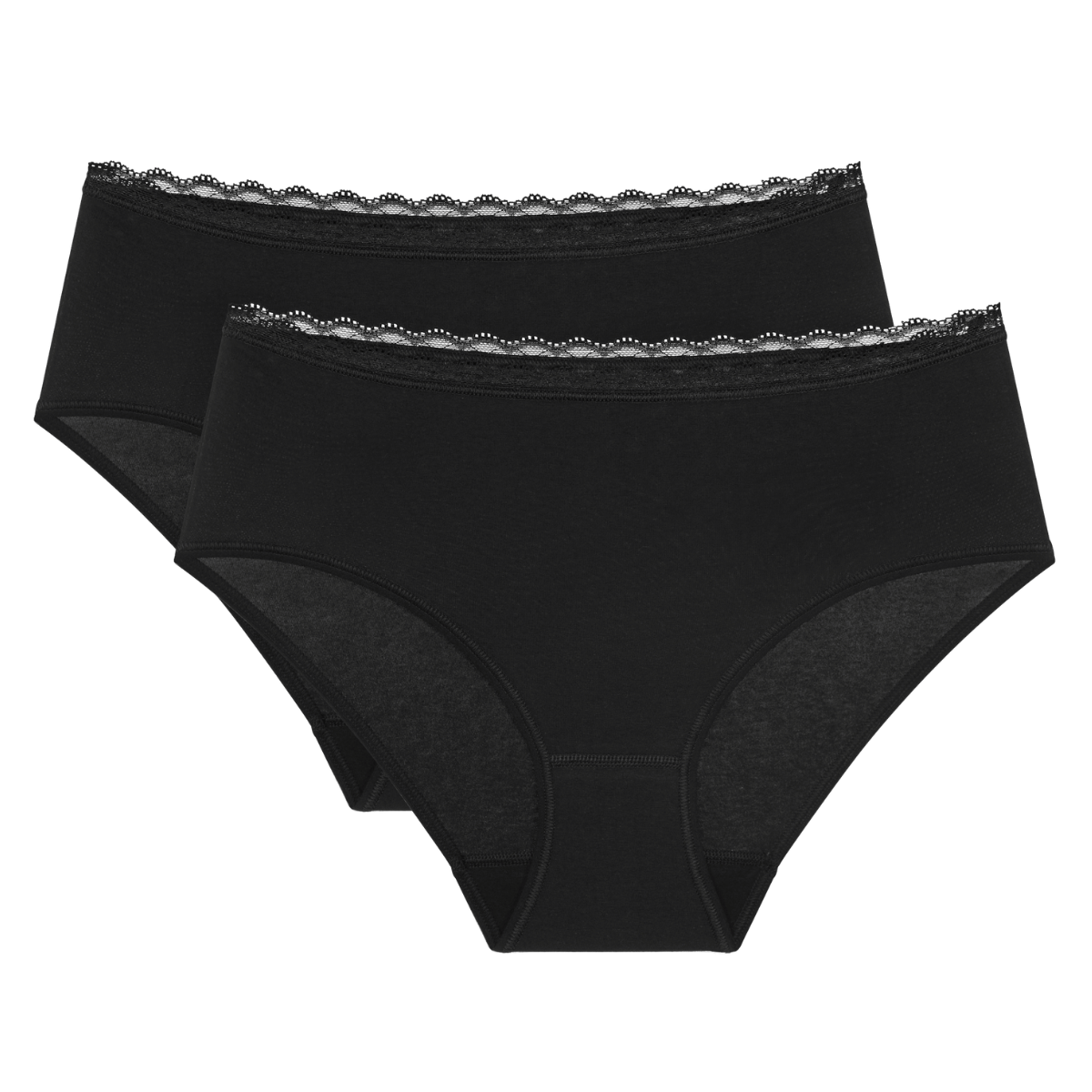 Triumph Feel Of Cotton 2-Pack midi trusse, sort - 10225011 - 0004 - Black