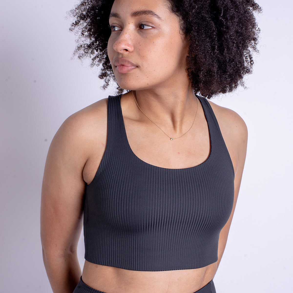Girlfriend Collective Collective Rib Paloma sports BH, sort - 1028 - BLACK - Black