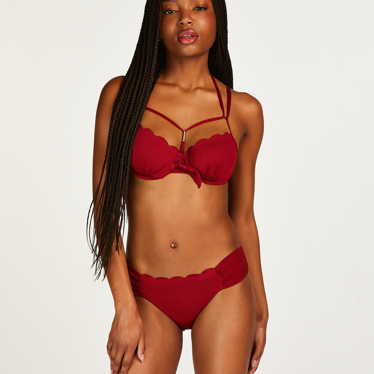 Hunkemöller Scallop Rio bikini top med bøjle, rød - 200922 - RHUBARB - Rhubarb