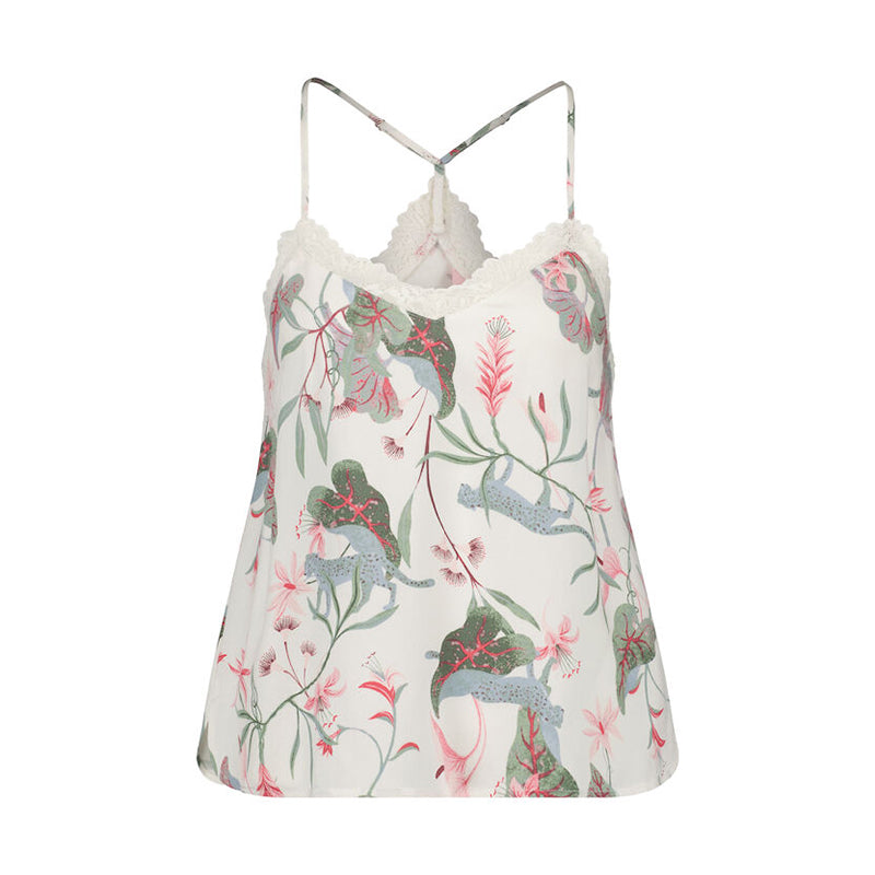 Hunkemöller Cami woven cheetah jungle top, multi - 202315 - SNOW WHITE - Snow White