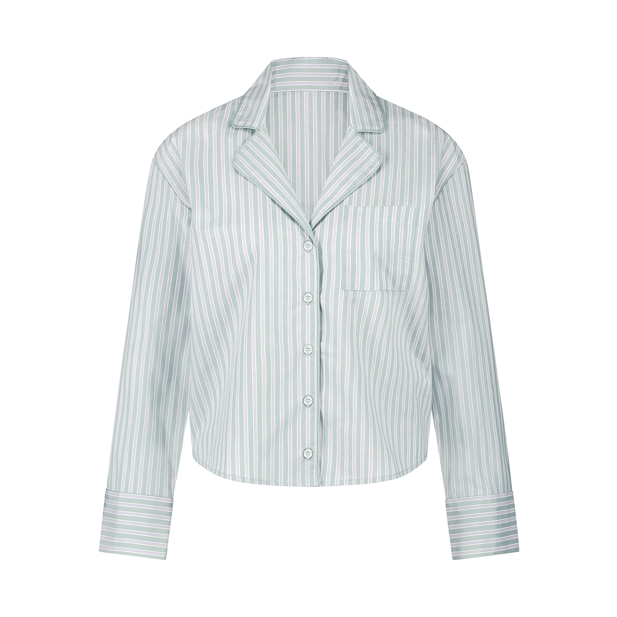 Hunkemöller Cotton Stripe natskjorte, grøn - 205132 - HARBOR GRAY - Harbor Gray