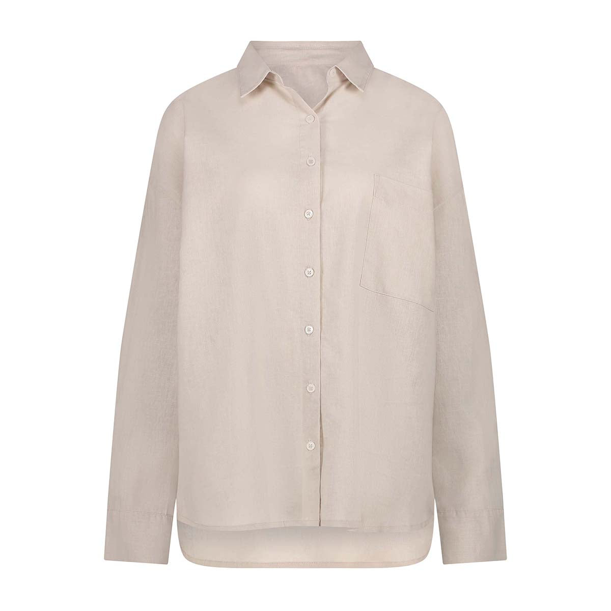 Hunkemöller Linen natskjorte, beige - 206532 - Almond Peach - Almond Peach