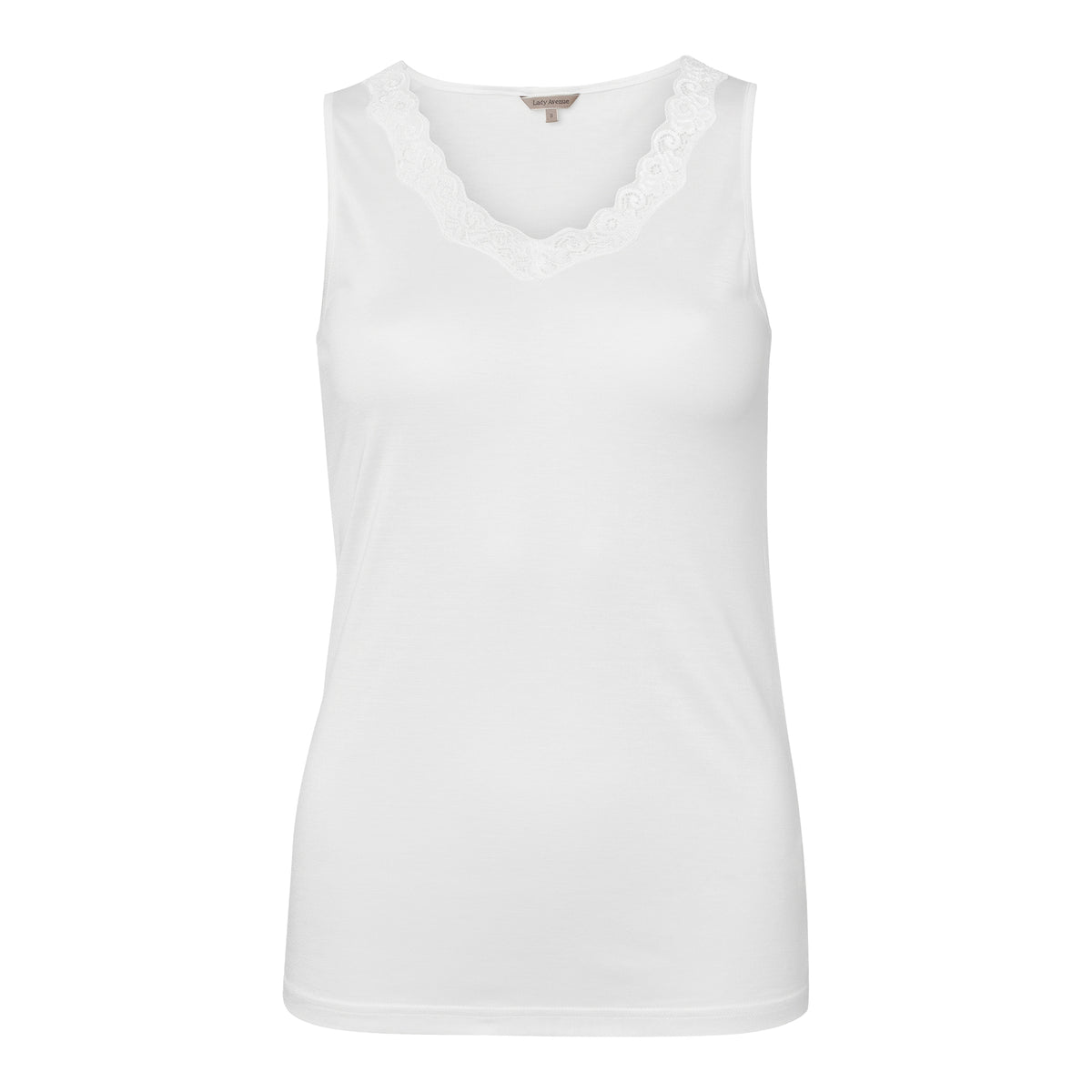 Lady Avenue Silk Jersey top, hvid - 23-10423 - 00 - Off White