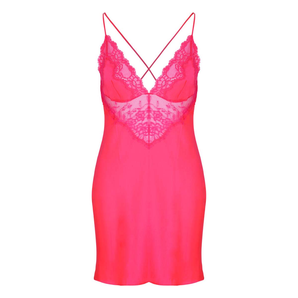 Hunkemöller Gabrielle natkjole, pink - 305248 - FESTIVAL FUCHSIA - Festival Fuchsia