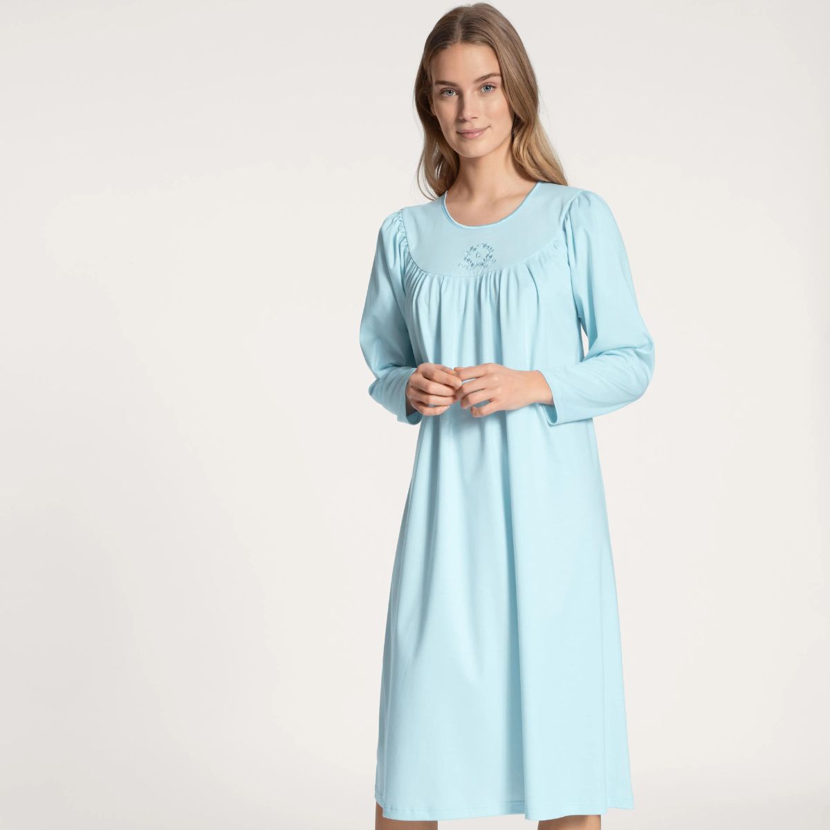 Calida Soft Cotton natkjole, blå - 33000 - 700 - Light Blue