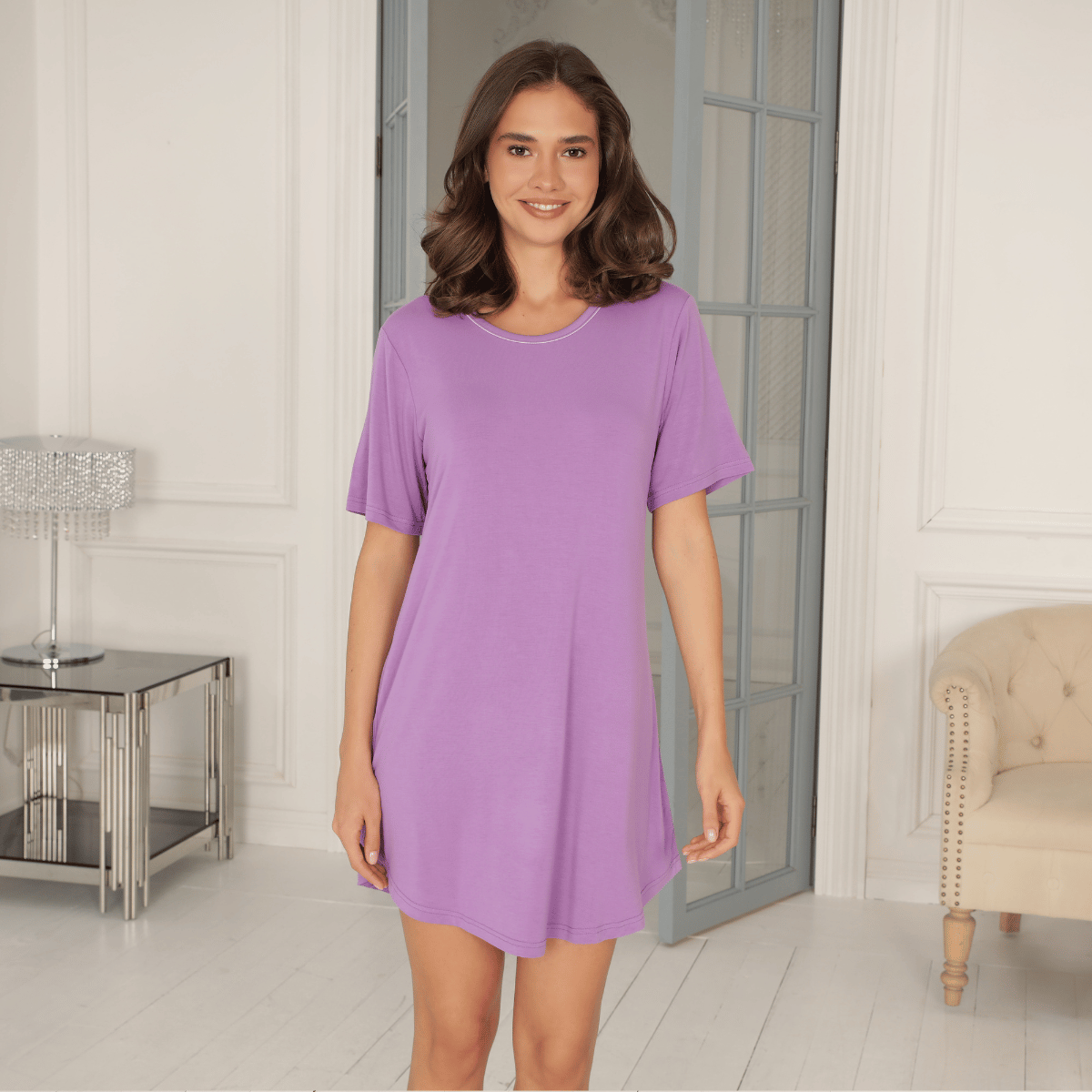 Lady Avenue Bamboo natkjole, lilla - 51-50516 - 176 - Amethyst