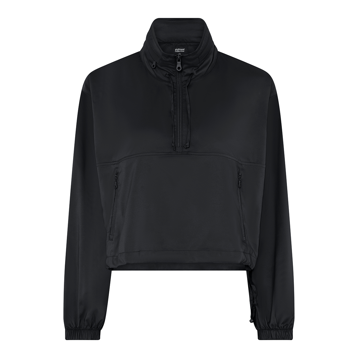 Girlfriend Collective Hummingbird Half Zip windbreaker, sort - 6006 - BLACK - Black