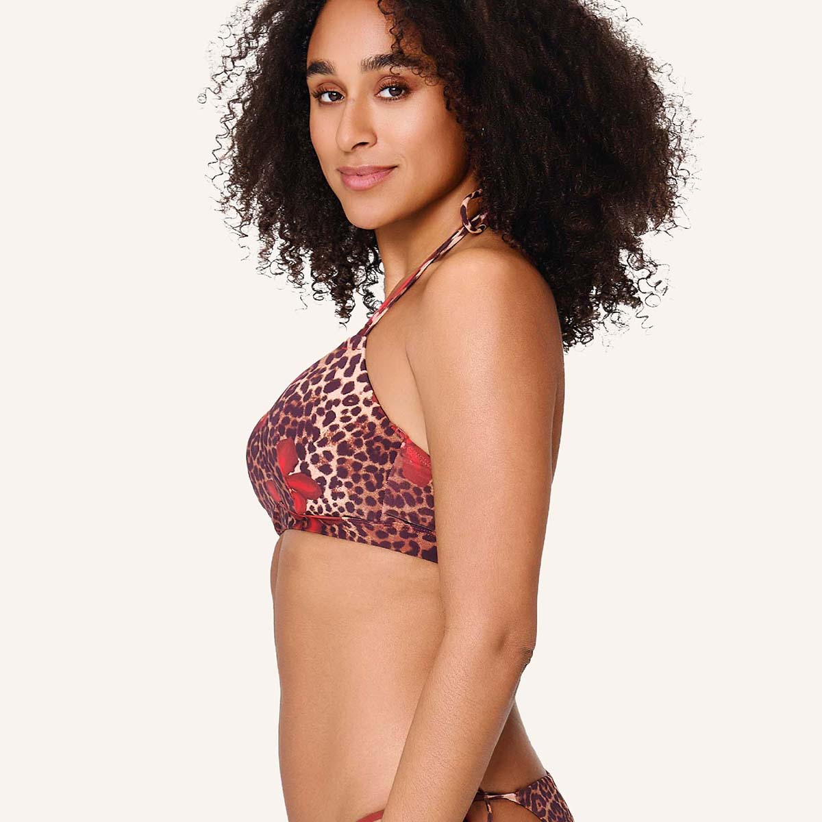 LingaDore Leopard Flower Shine bikini top med bøjle, leopard - 8201TB - 340 - Leopard Flower