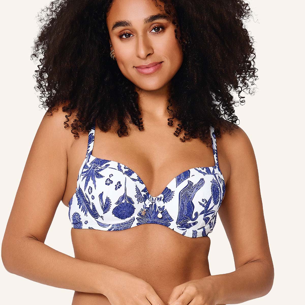 LingaDore Under The Greek Sun bikini top med bøjle, multi - 8206BT - 345 - Blue White Print