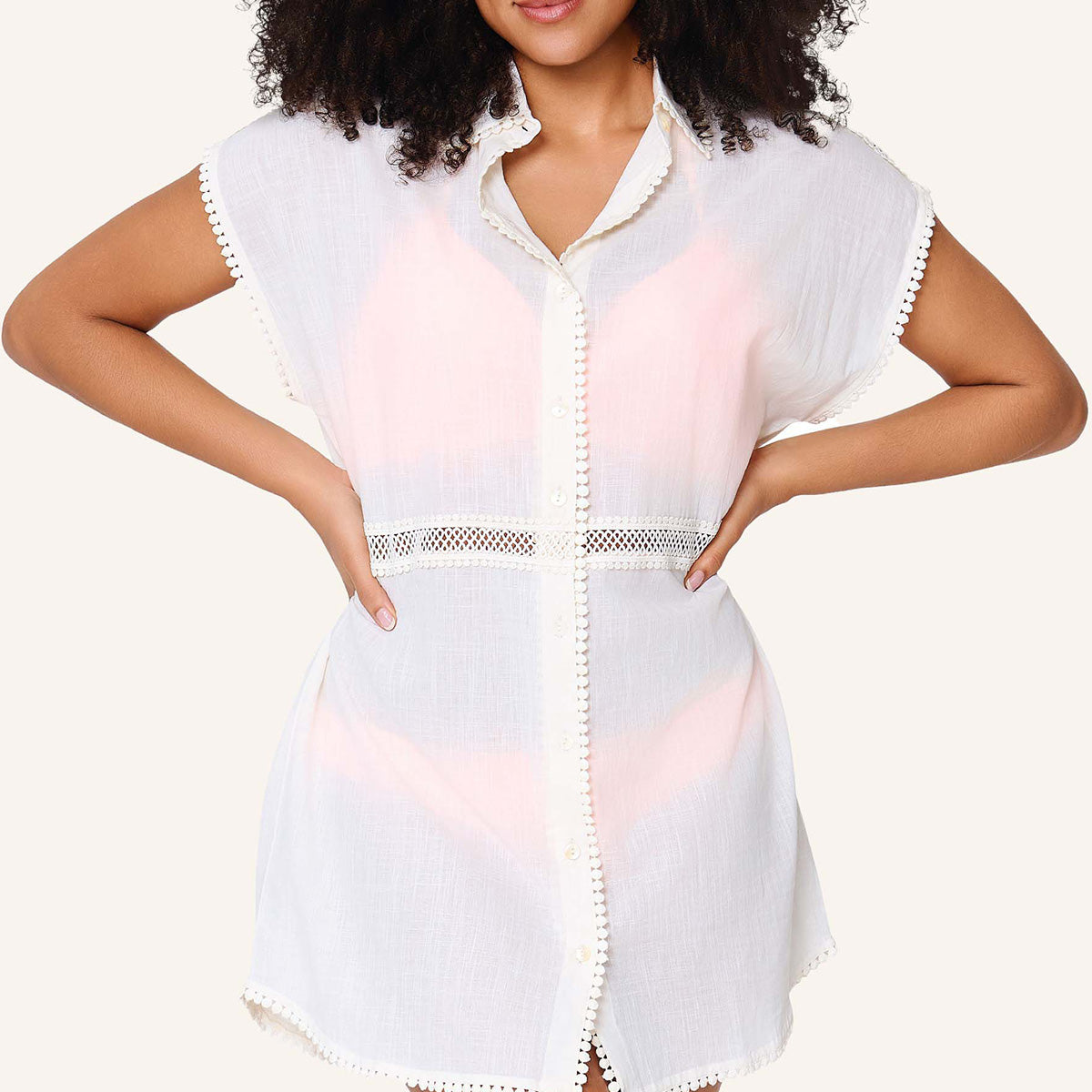LingaDore Comfy days strandkjole, creme - 8232 - 252 - Off White