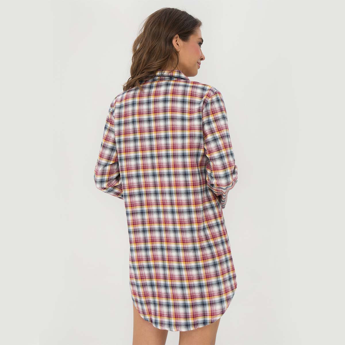 Lady Avenue Cotton Flannel natskjorte, multi - 83-1060 - 318 - Indigo/Amber