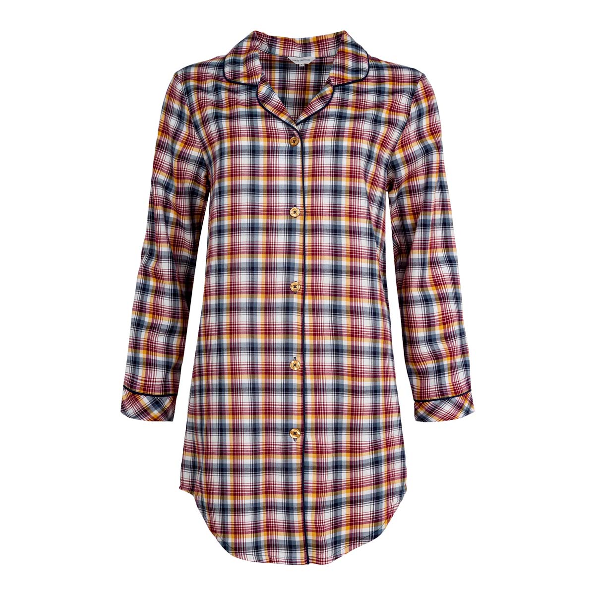 Lady Avenue Cotton Flannel natskjorte, multi - 83-1060 - 318 - Indigo/Amber