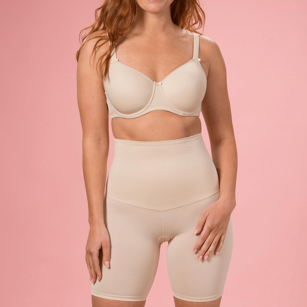 Trofé Highwaist Shaping shorts, beige - 90702 - 1100 - Skin