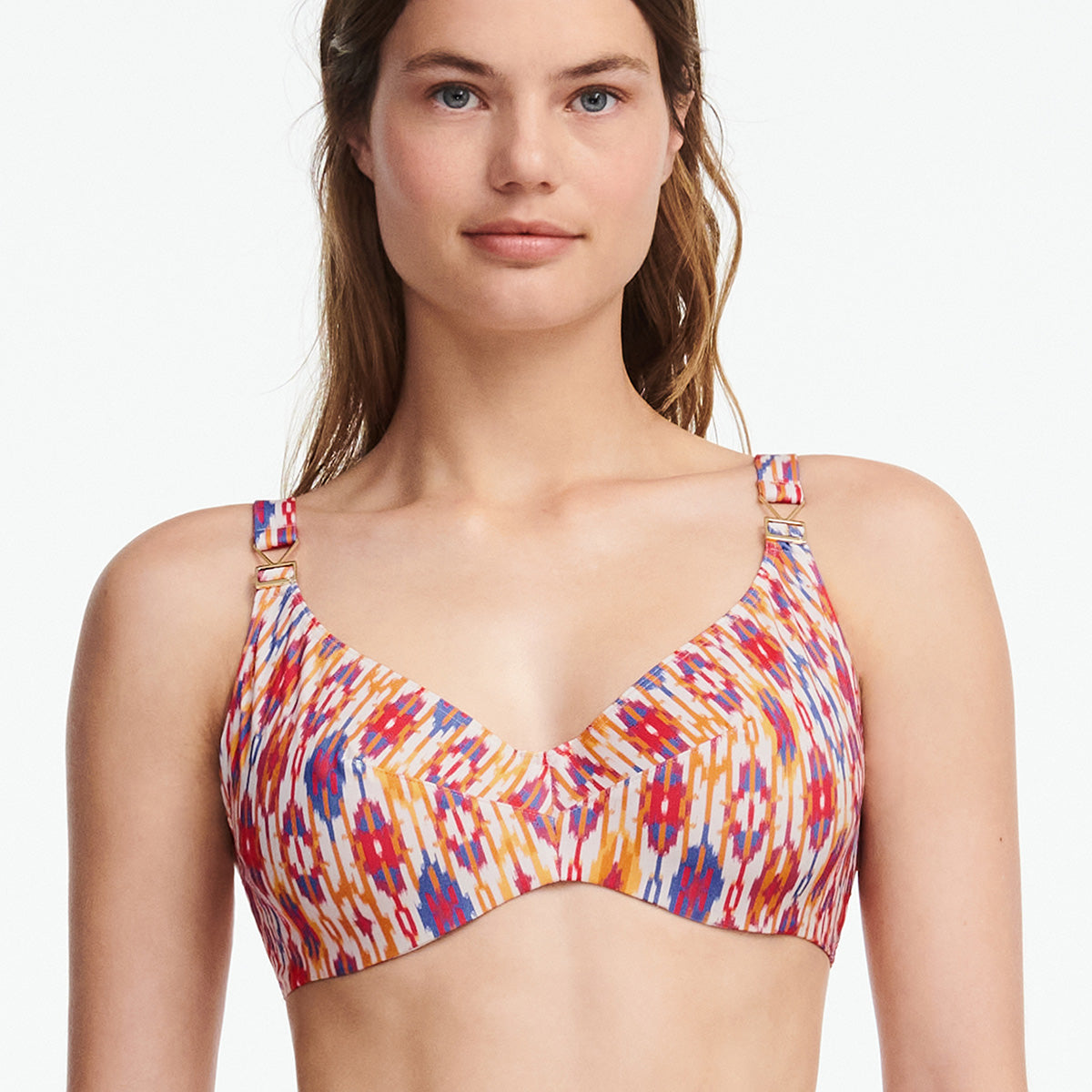 Chantelle Devotion bikini top med bøjle, multi - C12SM0 - 0TP - Red Ikat