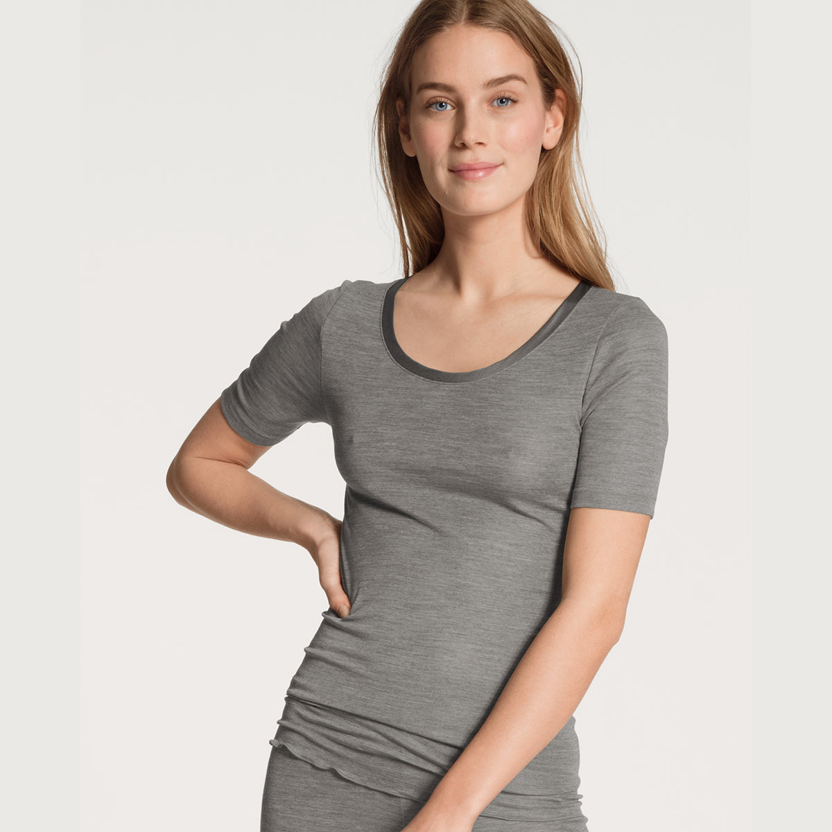 Calida True Confidence t-shirt, grå - 14535 - 857 - Platin Melange