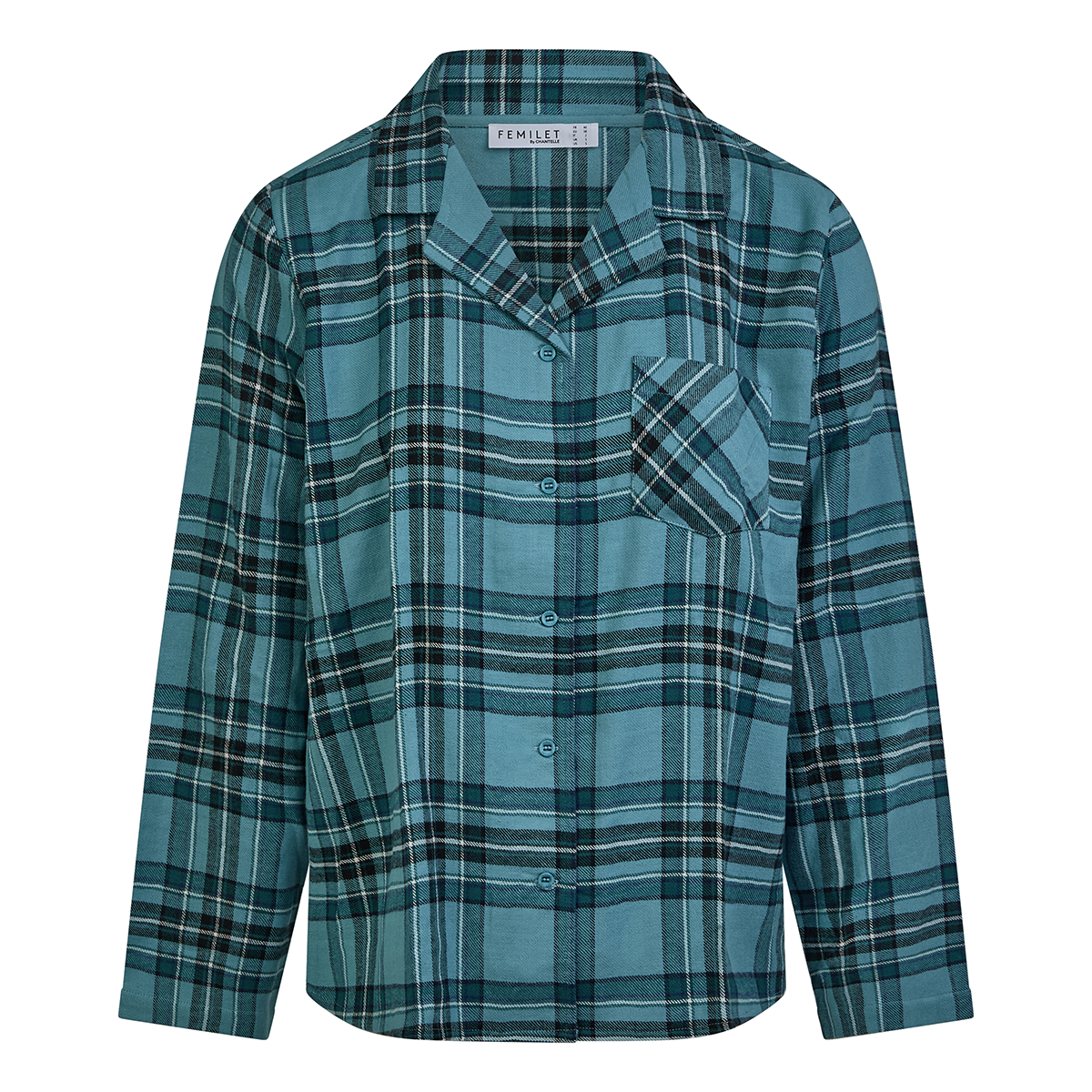 Femilet Heat natskjorte, turkis - FN3820 - C30 - Dark Blue Checks