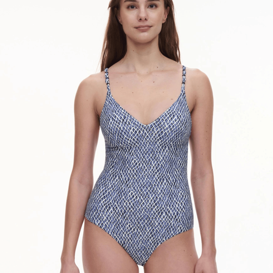 Femilet Tidra badedragt uden bøjle, multi - FS5370 - A45 - Blue Reptile