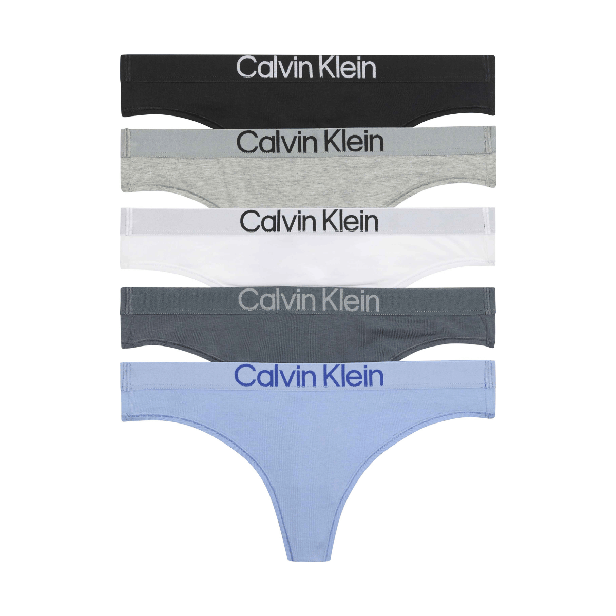 Calvin Klein Extra Soft 5-Pack g-streng, multi - LV00QD5331 - 31G - Black/White/Grey Heather/Frozen Fio