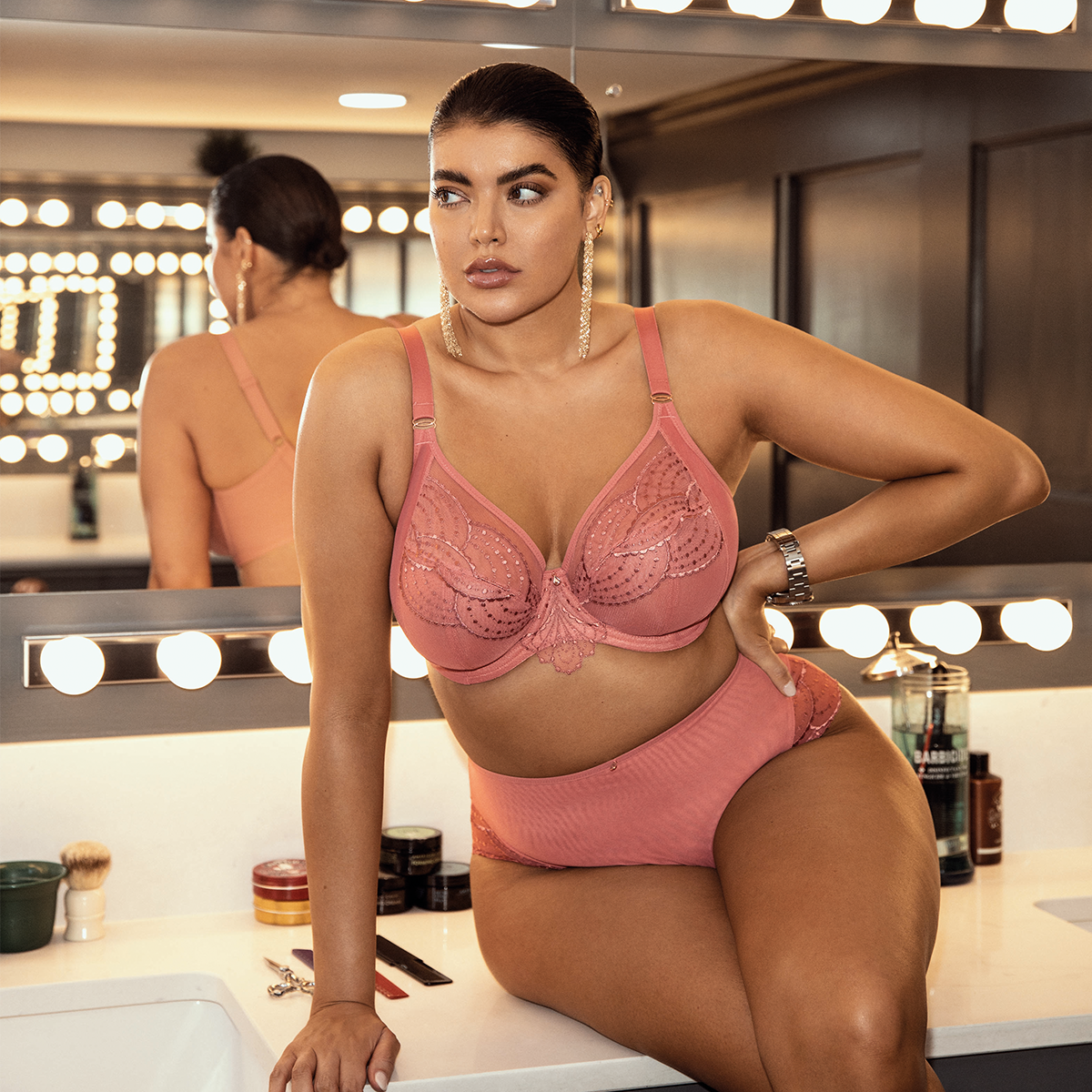 Elomi Priya plunge BH, koralrød - EL4550 - ROD - Rosegold