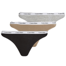 Calvin Klein Icon Logo 3-Pack g-streng, multi - 000QD5209E - PZ7 - Black/Grey Heather/Cafe Fun