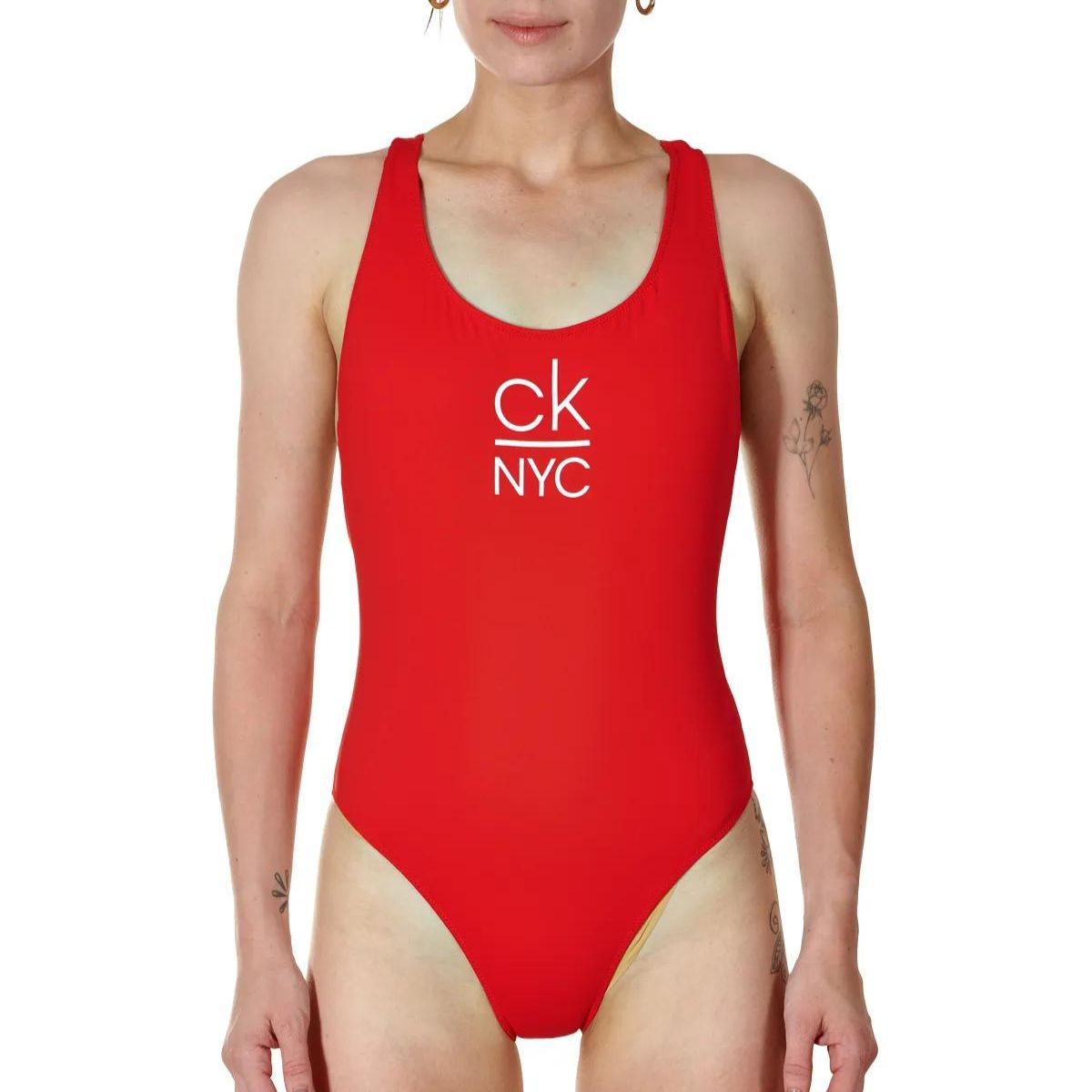 Calvin klein Scoop badedragt uden bøjle, rød - 00986 - XBG - High Risk Red