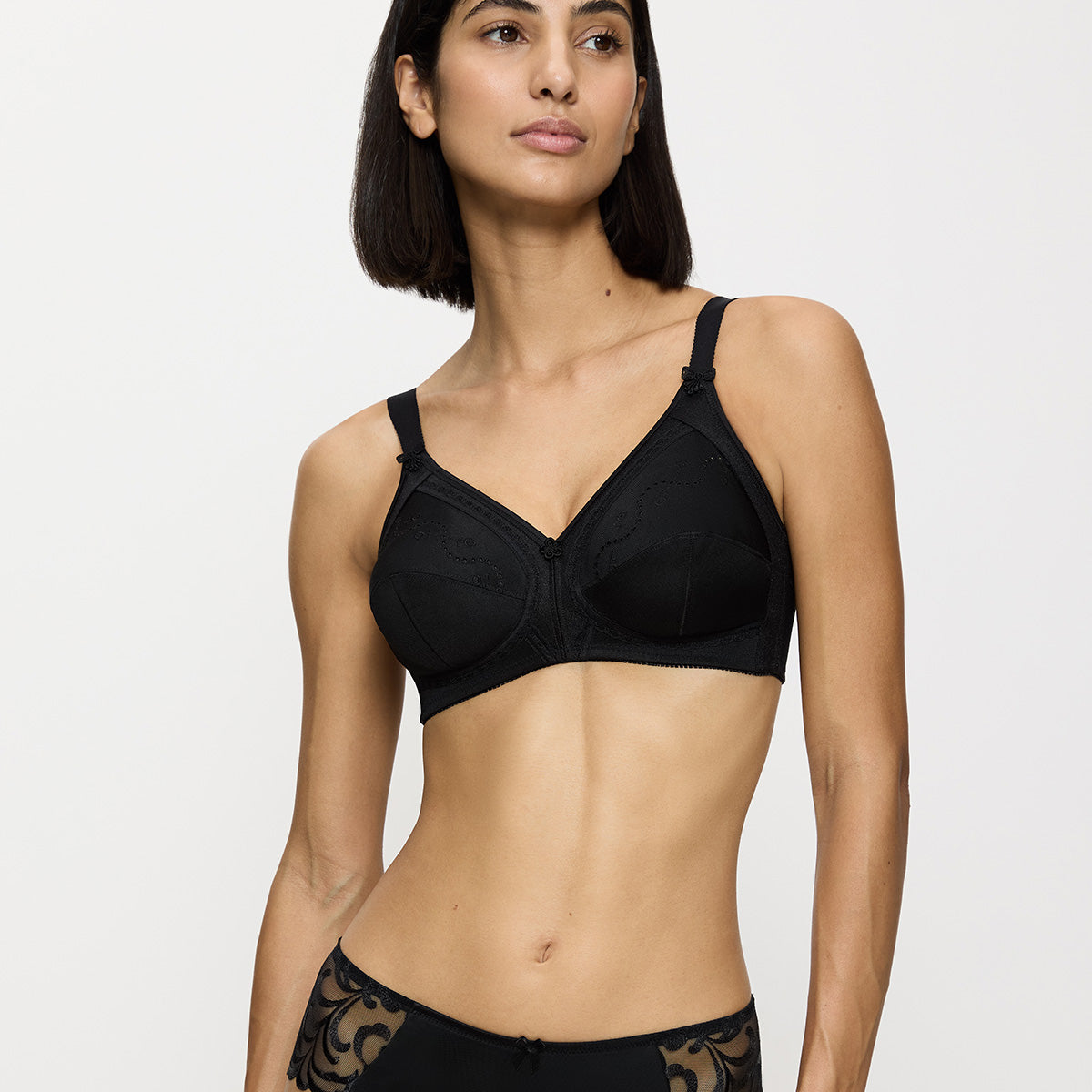 Triumph Doreen + Cotton 01 N BH uden bøjle, sort - 10004928 - 0004 - Black