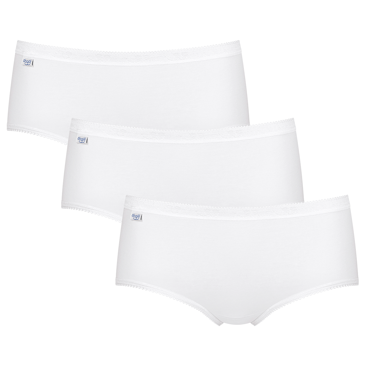 Sloggi Basic+ 3-Pack midi trusse, hvid - 10007657 - 0003 - White