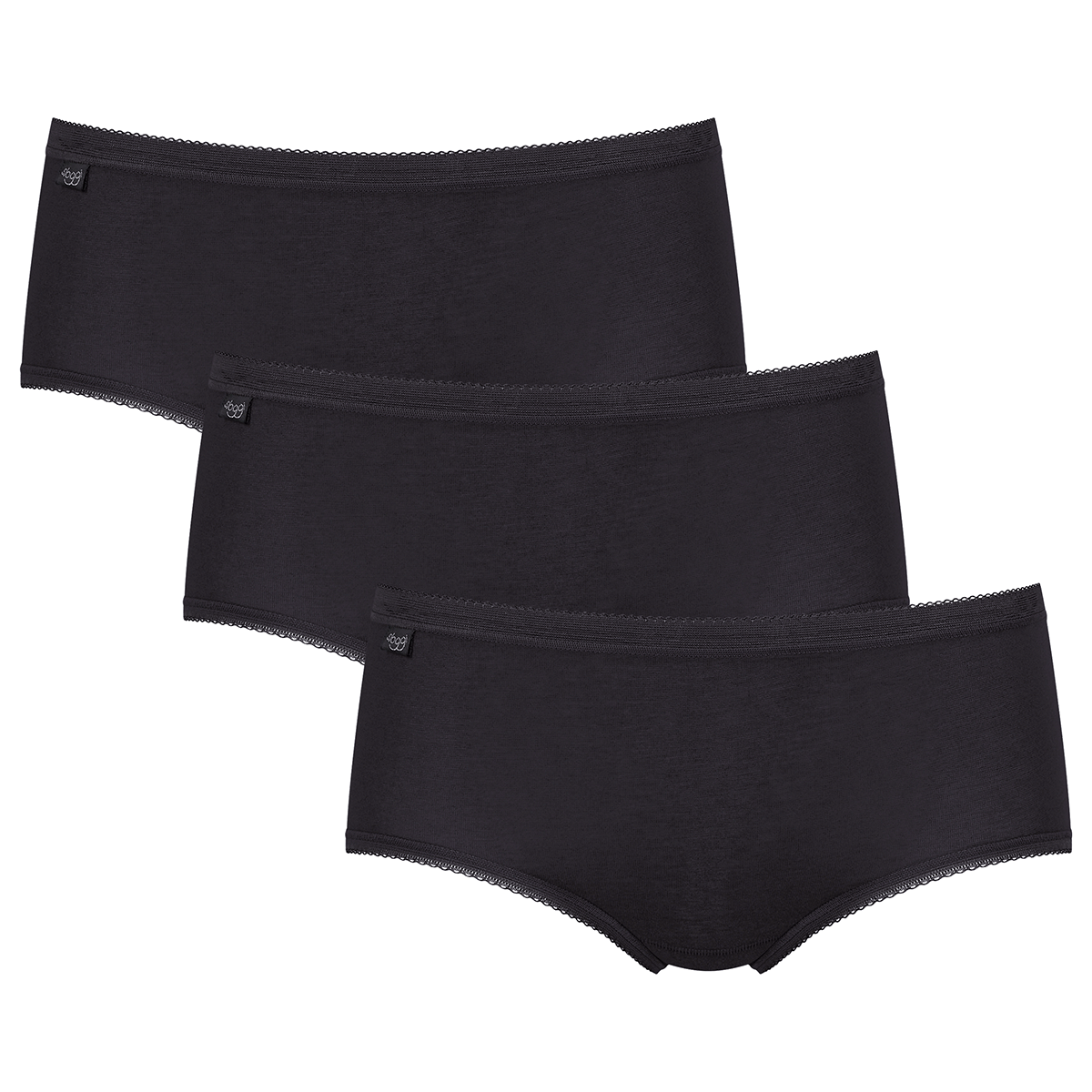 Sloggi Basic+ 3-Pack midi trusse, sort - 10007657 - 0004 - Black