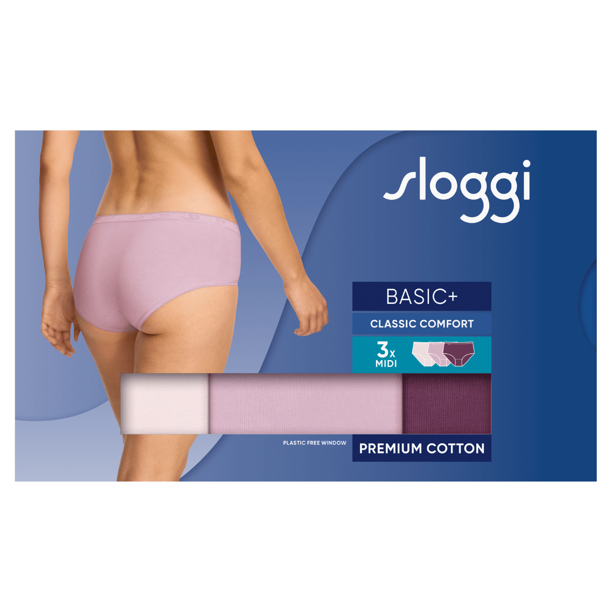 Sloggi Basic+ 3-Pack midi trusse, multi - 10107163 - V013 - Multiple Colours
