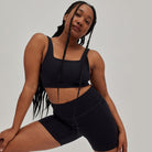 Girlfriend Collective Tommy Square Neck sports BH, sort - 1016 - BLACK - Black