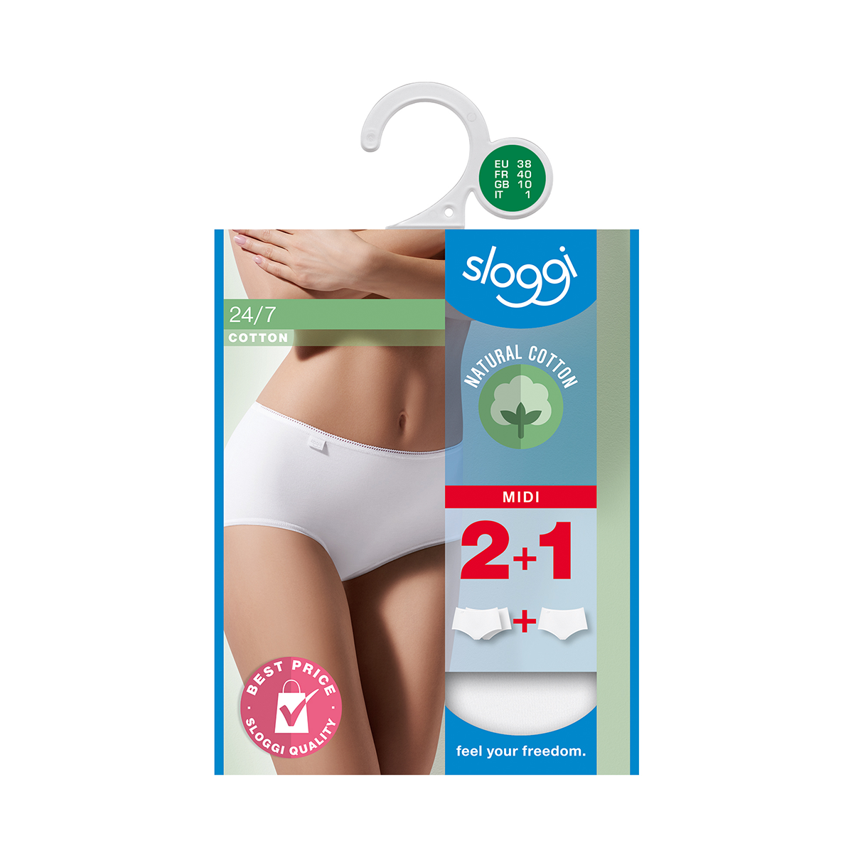Sloggi 24/7 Cotton H 3-Pack midi trusse, hvid - 10167221 - 0003 - White