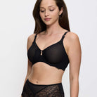 Triumph Peony Florale W01 BH med bøjle, sort - 10207994 - 0004 - Black