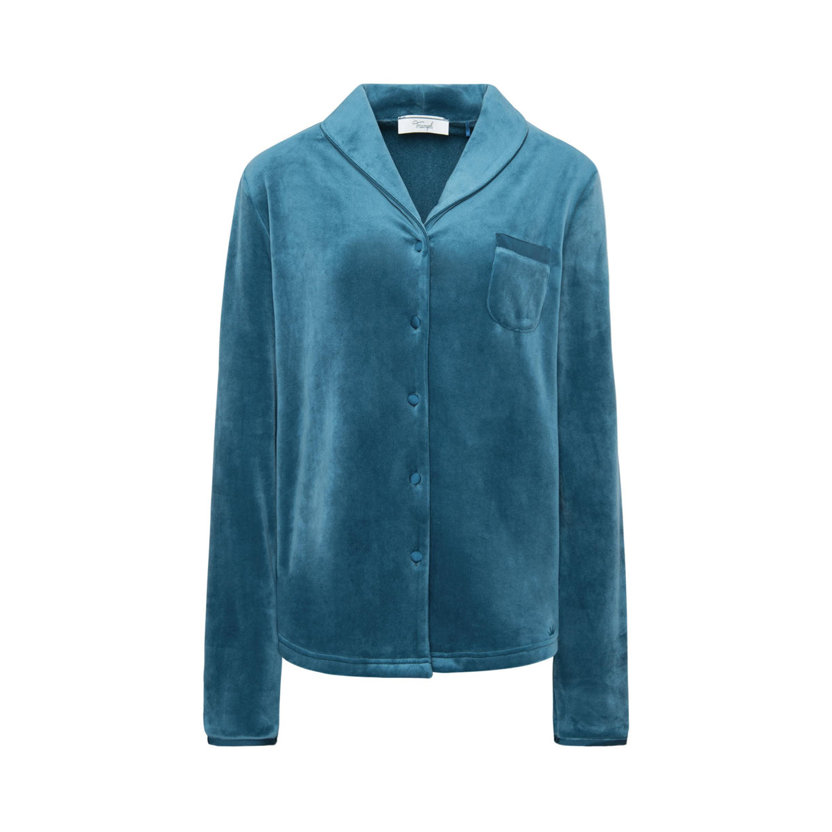 Triumph Mix & Match Velour Boyfriend natskjorte, blå - 10213389 - 1692 - Smoky Blue