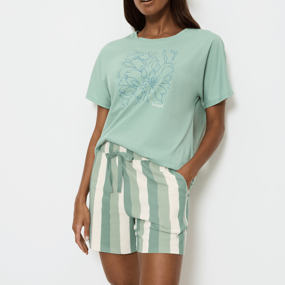 Triumph Mix & Match shorts, grøn - 10218280 - M010 - Green Combination