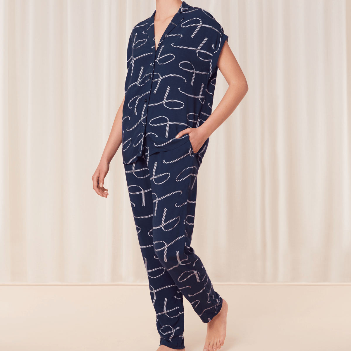 Triumph Boyfriend pyjamas, blå - 10218282 - M008 - Blue