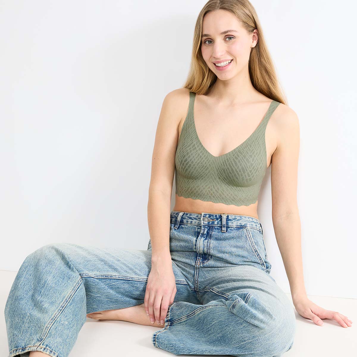 Sloggi Zero Feel Bliss bralette BH, grøn - 10219598 - 00IQ - Moss Green Old