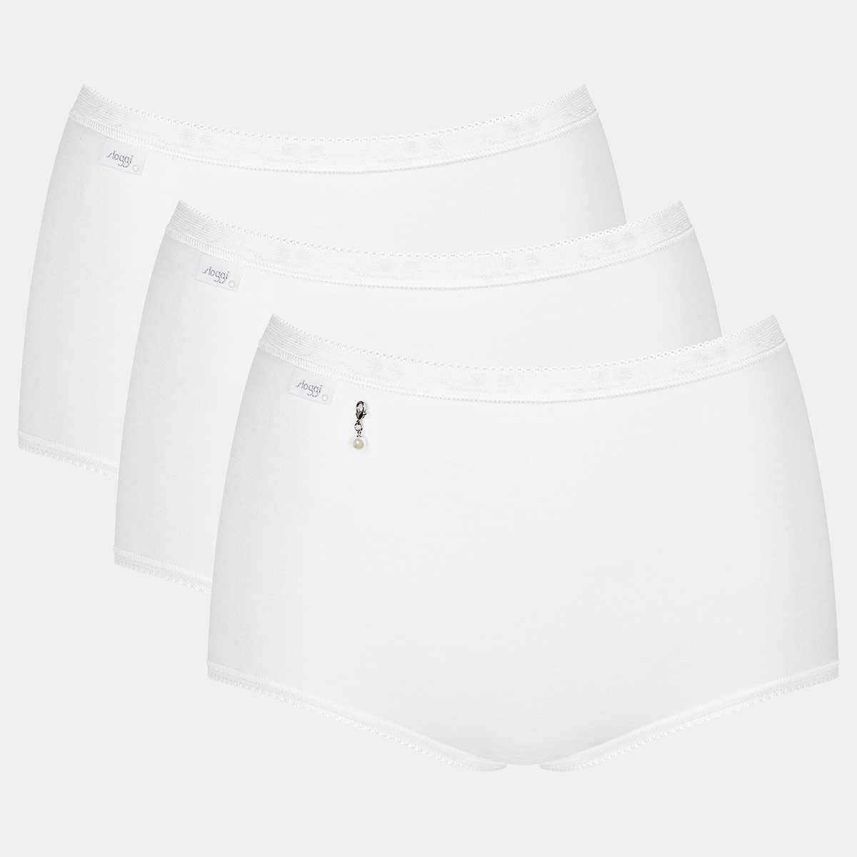 Sloggi Basic H Pearl 3-Pack maxi trusse, hvid - 10221611 - 0003 - White