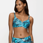 Triumph Summer Fleur W bikini top med bøjle, multi - 10222317 - M025 - Turquoise-Dark Combination