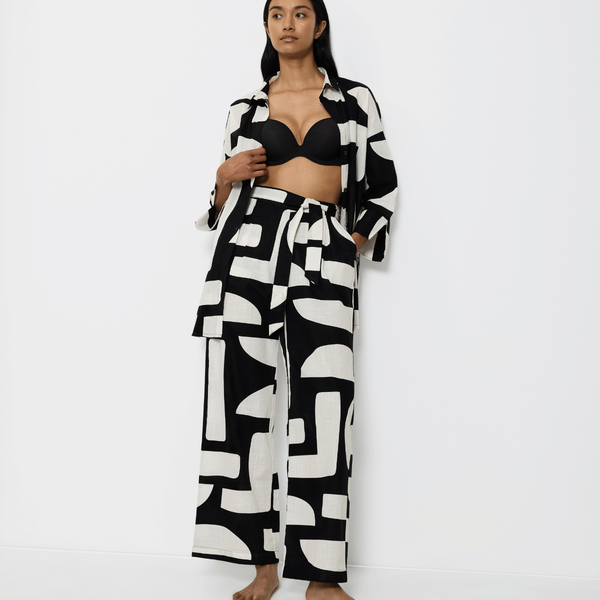 Triumph Summer Wear bukser, multi - 10222571 - 0034 - Black Combination