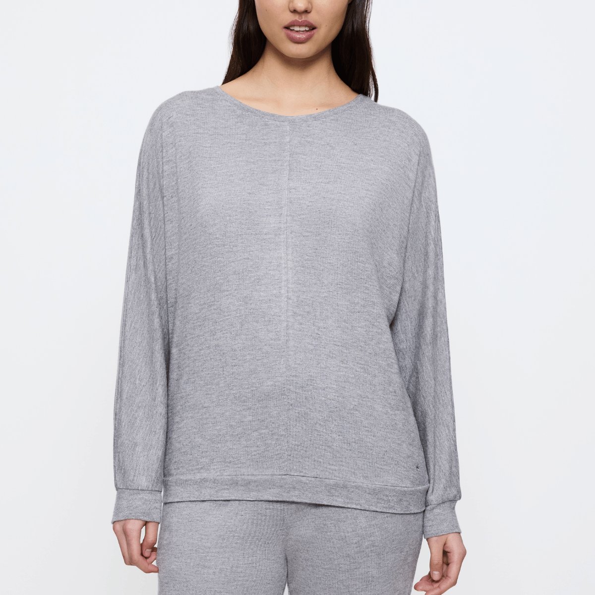 Triumph Cozy Comfort bluse, grå - 10225063 - M033 - Medium Grey Melange