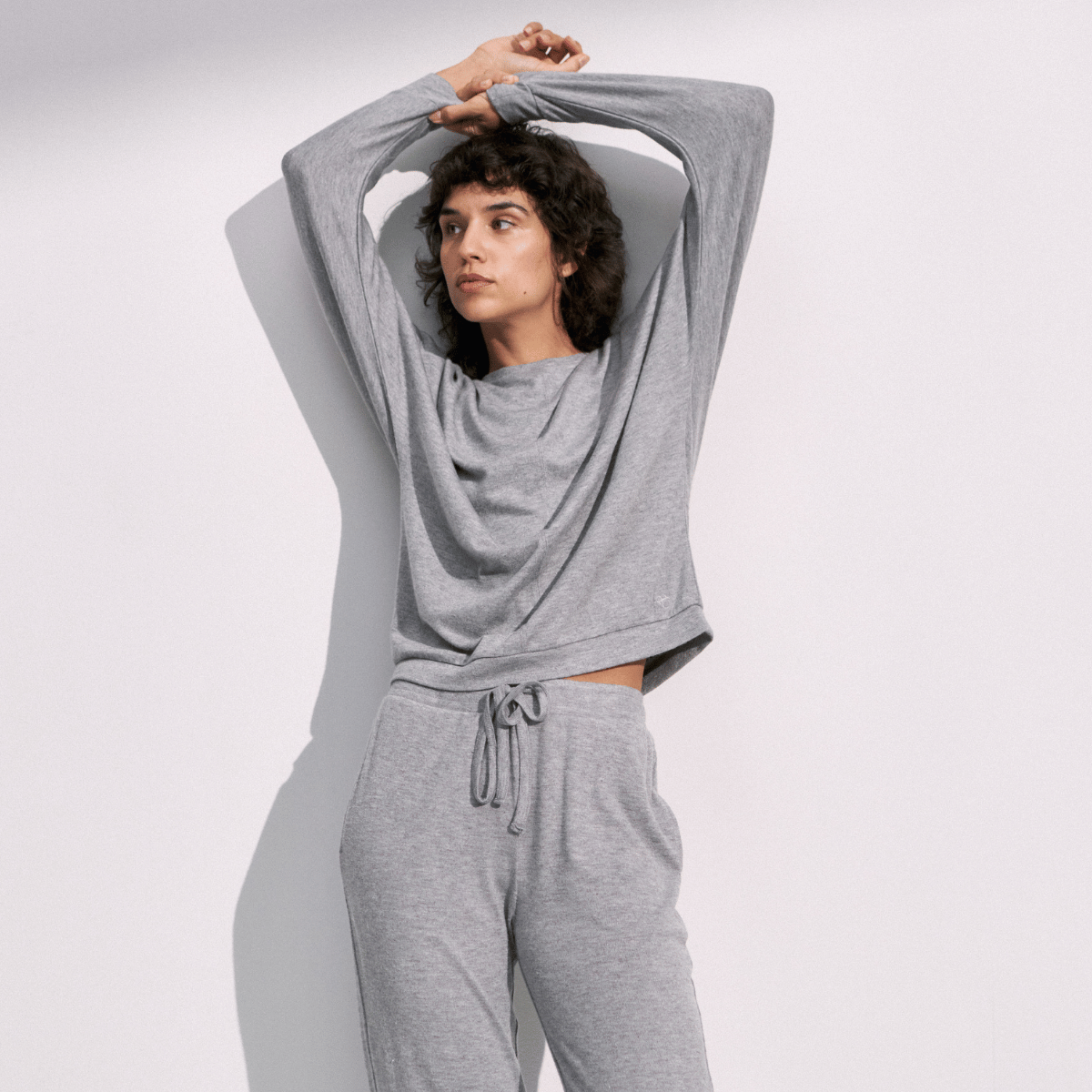 Triumph Cozy Comfort bluse, grå - 10225063 - M033 - Medium Grey Melange