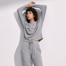 Triumph Cozy Comfort bluse, grå - 10225063 - M033 - Medium Grey Melange