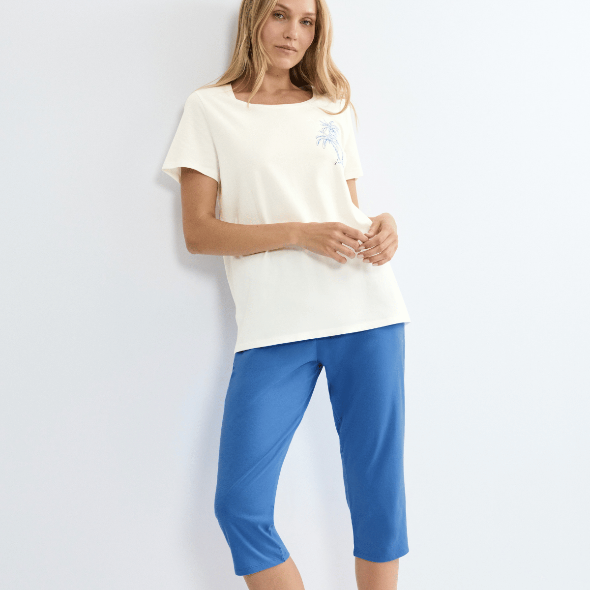 Triumph Capri pyjamas, multi - 10227221 - PW01 - White/Blue