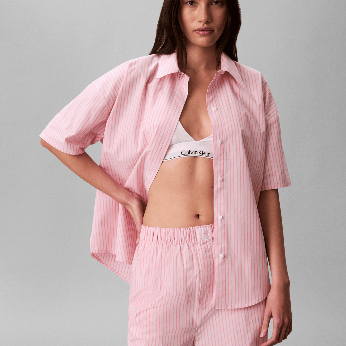 Calvin Klein pyjamas, pink - LV00QS7637 - 31F - Sera Stripe Cradle Pink