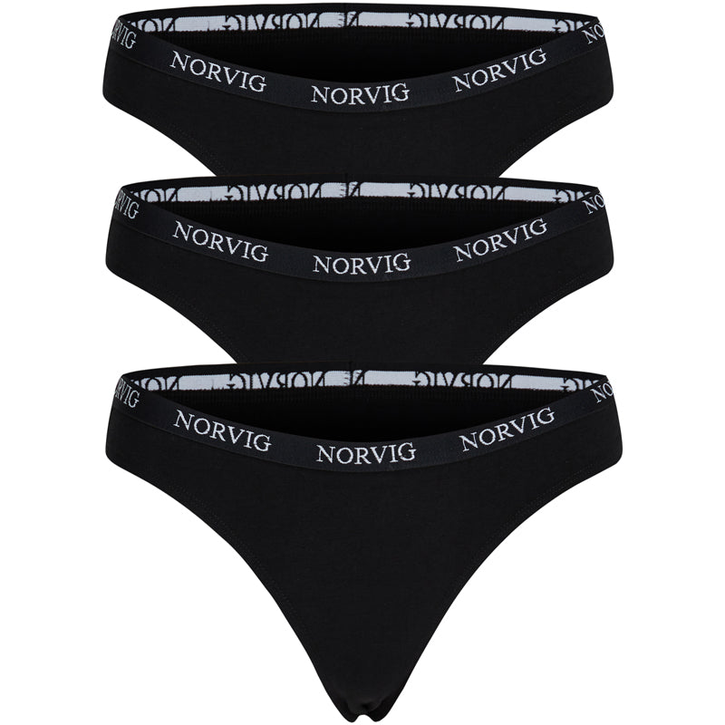 Norvig 3-Pack g-streng, sort - N1150 - SORT - Black