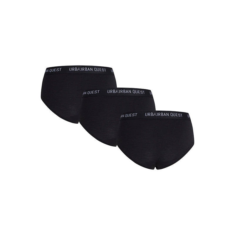 Urban Quest 3-Pack hipster trusse, sort - UQ1160 - 9000 - Black