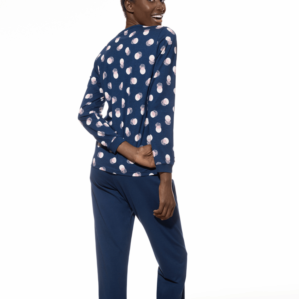Mey Scribbled Dots pyjamas, blå - 1240017 - 1118 - Deep Marine